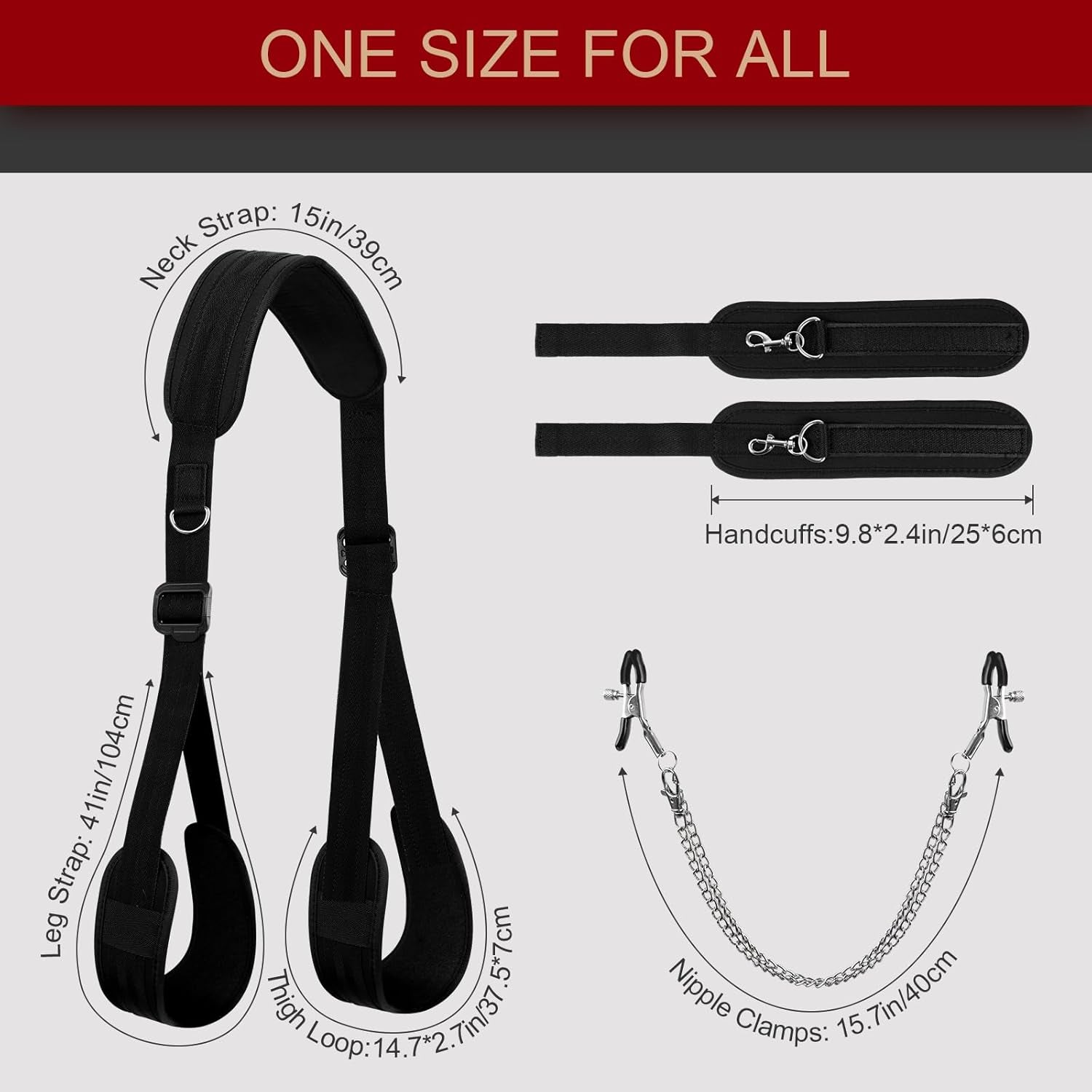 EffortlessAngles Thigh Sling Position Strap – Cuffs & Nipple Clamps