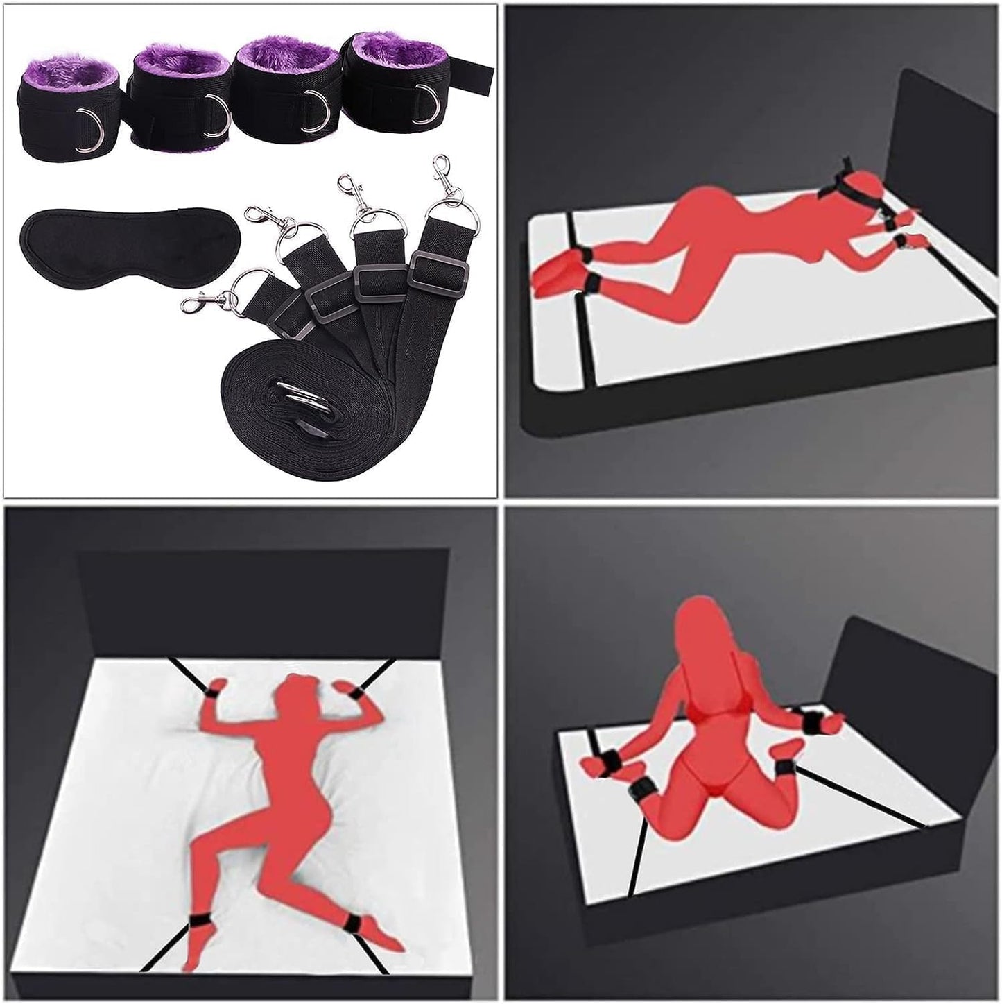 TieMeDown BDSM Bed Restraint Set – Under-Mattress Kit