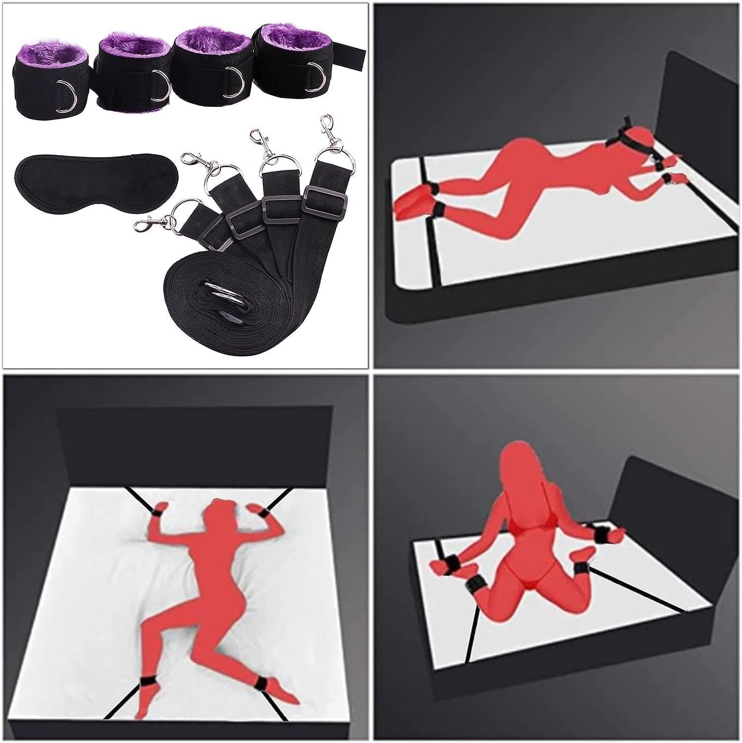 TieMeDown BDSM Bed Restraint Set – Under-Mattress Kit