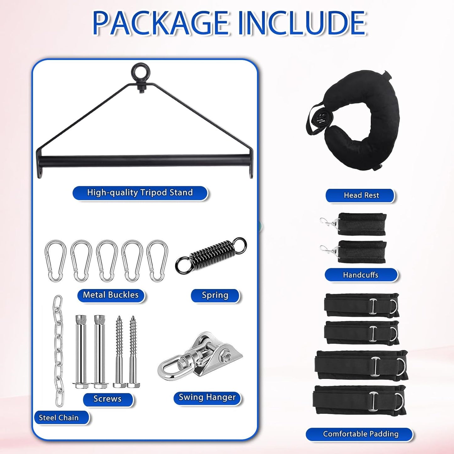 Sex Swing, 360 Degree Spinning Indoor Ceiling Swing BDSM Sex Toys Set with Premium Paint Stand Widened Thick Pad Comfortable Pillow Swing for Couples