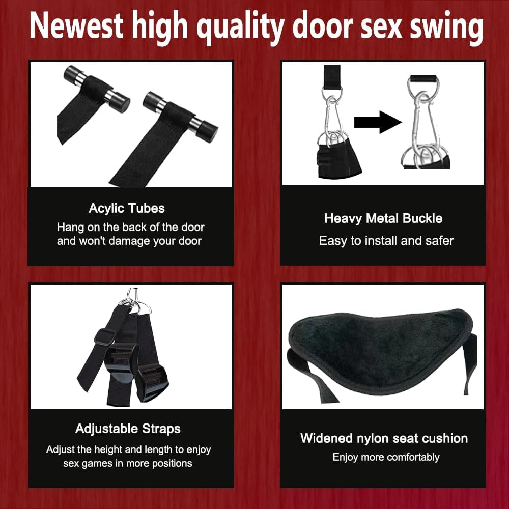 Sexy Furniture Door Swing for Couples Sweater Adult Sex Toys Hanging Swing Straps Adult Toys Couples Large Extra Wide Plush Padded Leather Material Holds up to 300 Lbs.