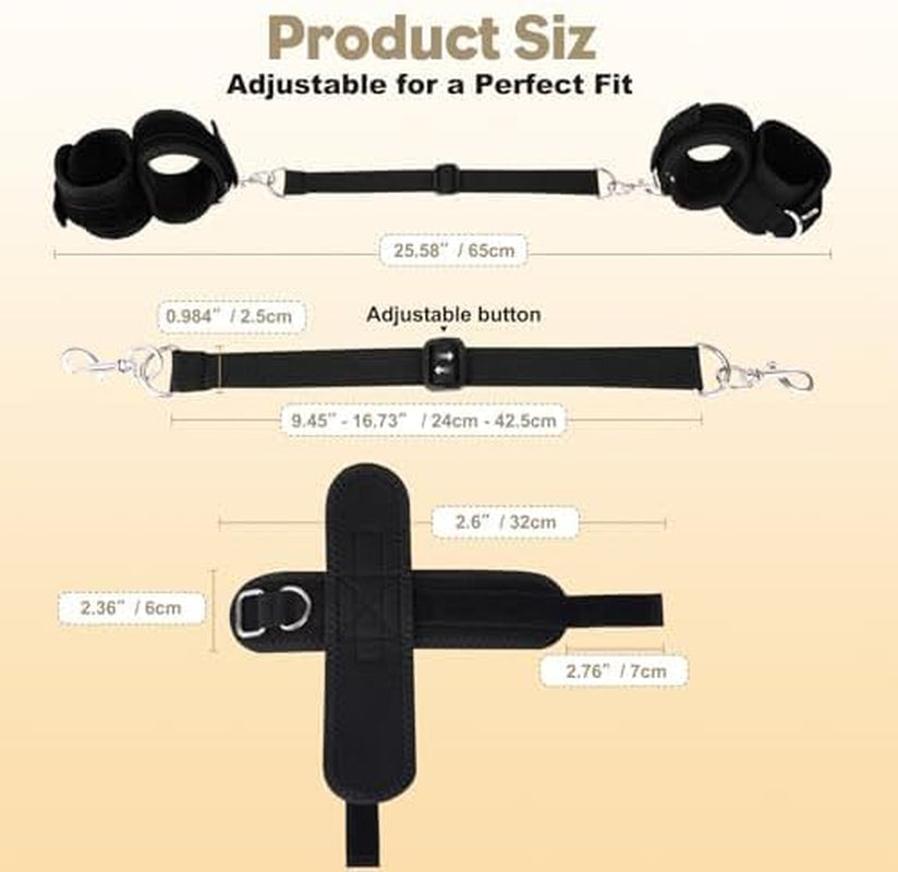 Spread & Bound Wrist & Ankle Cuff Set with Adjustable Strap