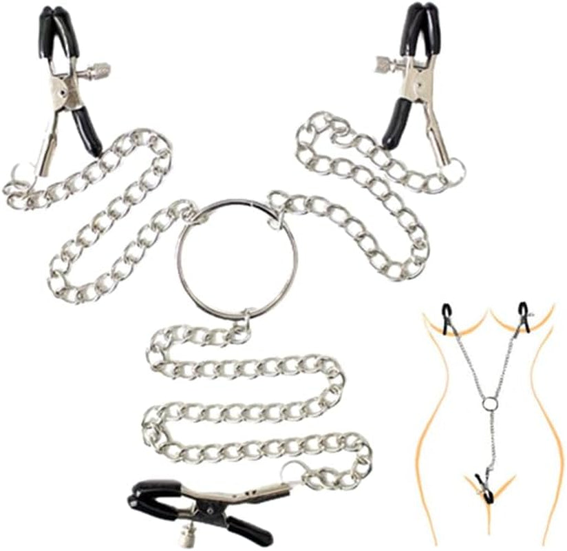 ChainedBloom Adjustable BDSM Nipple and Clitoral Clamps with Chain
