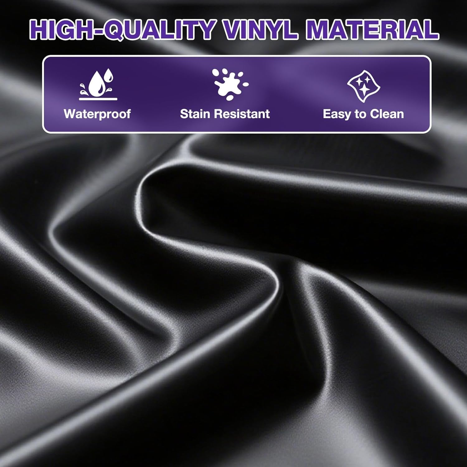 Black Vinyl Queen Mattress Protector Waterproof for Essential Oil Massage Spa, Fits 80X60In (203X152Cm), Wipe Clean PVC Mattress Cover Stain & Water Proof Bed Cover Queen Fitted Sheet for Nuru Massage