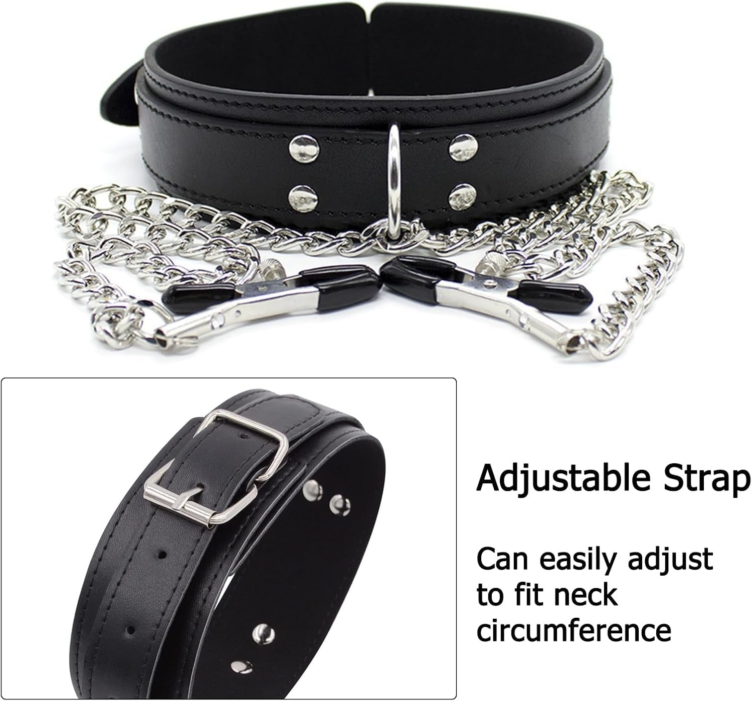ChainTease BDSM Collar with Nipple Clamps