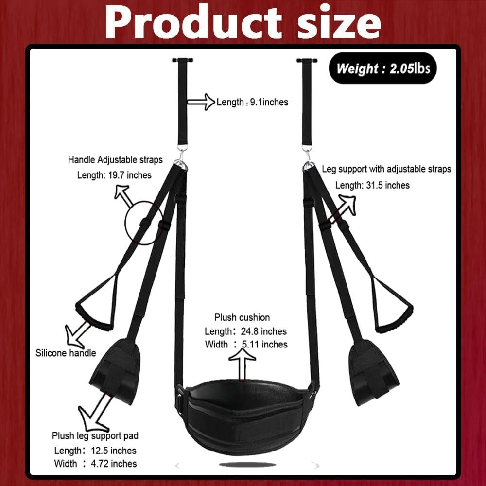 Sexy Furniture Door Swing for Couples Sweater Adult Sex Toys Hanging Swing Straps Adult Toys Couples Large Extra Wide Plush Padded Leather Material Holds up to 300 Lbs.