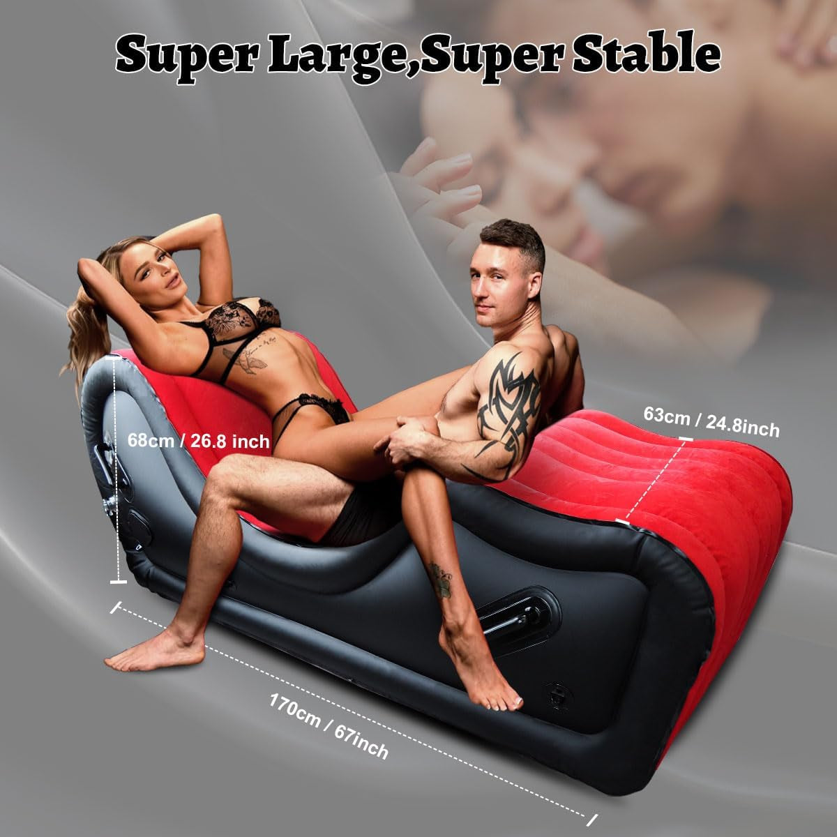 Inflatable Sex Sofa Chair with Automatic Air Pump,  Sex Bondage Furniture for Couples BDSM Games, Adult Sex Toys Cushion Pillow for Women Sexual Pleasure, Red