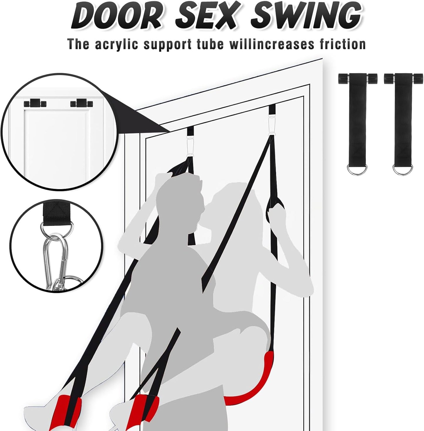 Sex Swing Adjustable BDSM Toys Sex Straps with Super Widened Seat Adjustable Sex Furniture for Women'S Pleasure Adult Sex Games Strong Support up to 800Lbs Sex Toys for Adults-Red