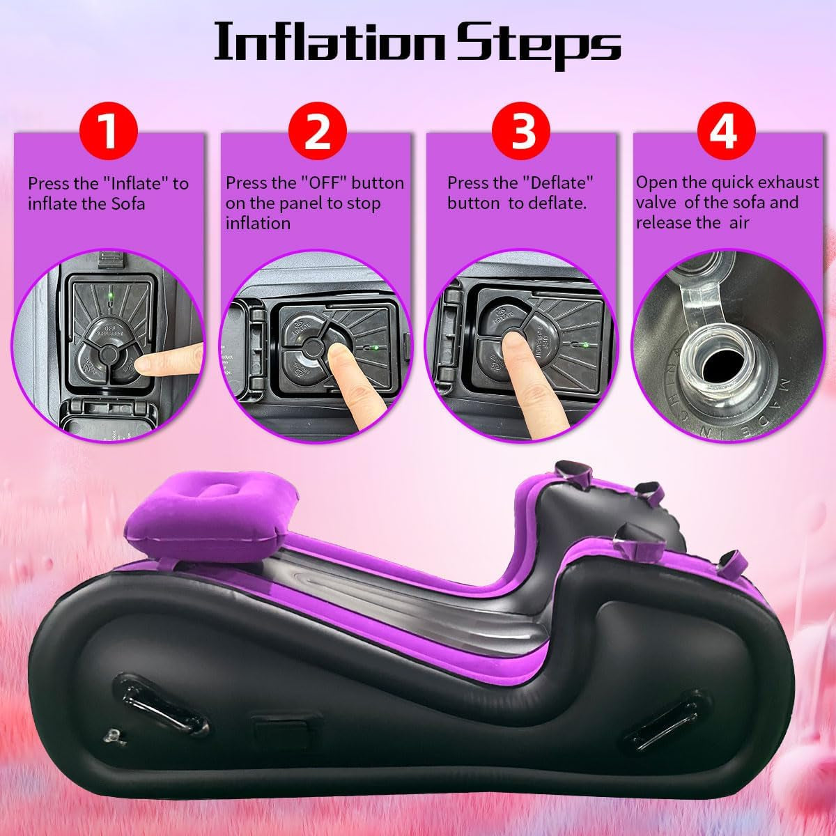 Sex Furniture Inflatable Sex Sofa for G Spot Position Aid BDSM Sex Toys Bed with Inflatable Sex Pillow & Automatic Air Pump for Couples Bedroom Living Room Garden Camping