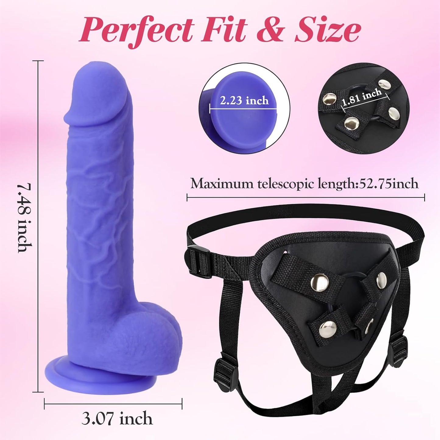 AmethystBond Liquid Silicone Strap-On Kit | Suction Cup, 2-in-1