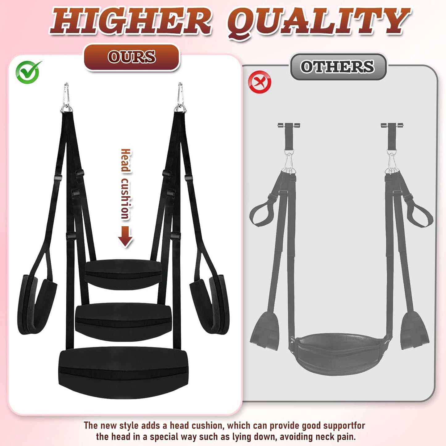 Sex Swing Adjustable BDSM Toys Sex Straps with Widened Comfortable Seat Adjustable Sex Furniture for Women'S Pleasure BDSM Sex Toys Set for Adults (Black)