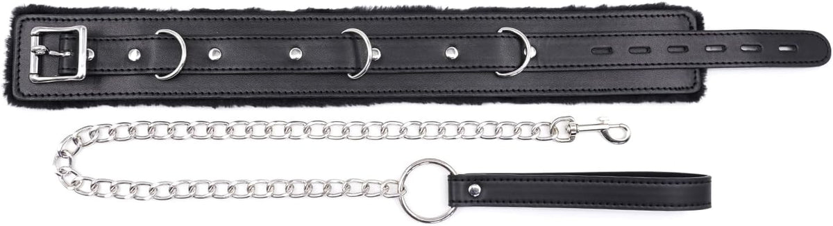 NightDevotion Fur-Lined Collar & Leash | BDSM Collar Set