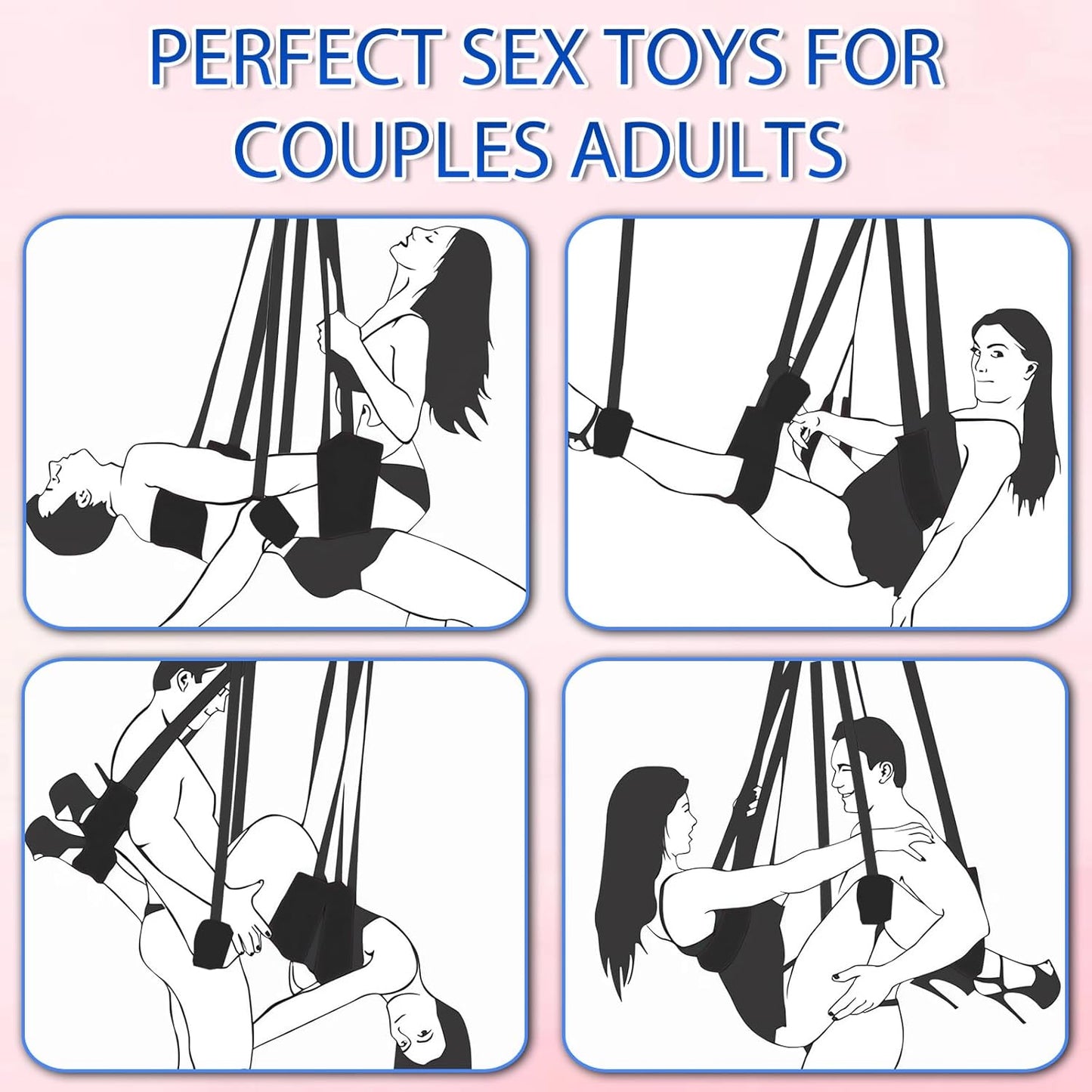 Sex Swing, 360 Degree Spinning Indoor Ceiling Swing BDSM Sex Toys Set with Premium Paint Stand Widened Thick Pad Comfortable Pillow Swing for Couples