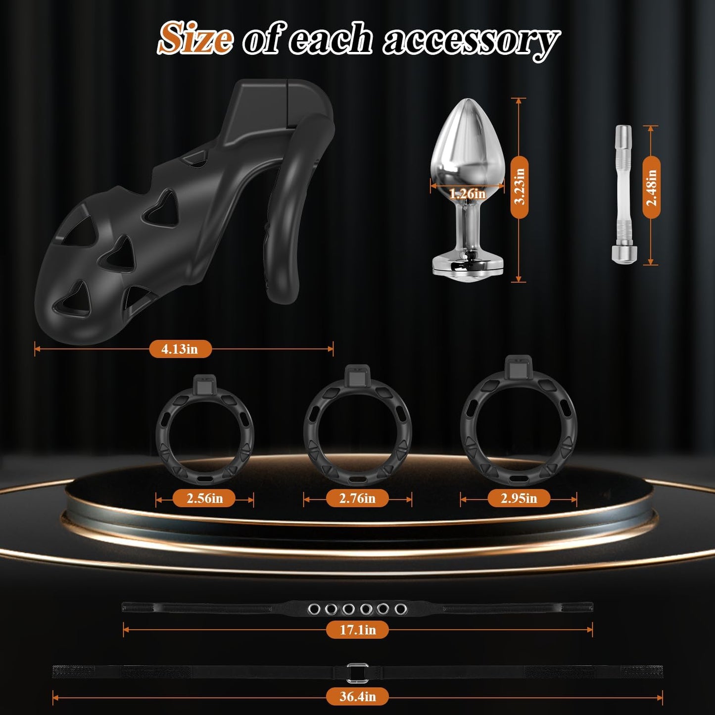 TotalControl Chastity Cage Kit – 3 Rings, Plug & Hidden Lock Set