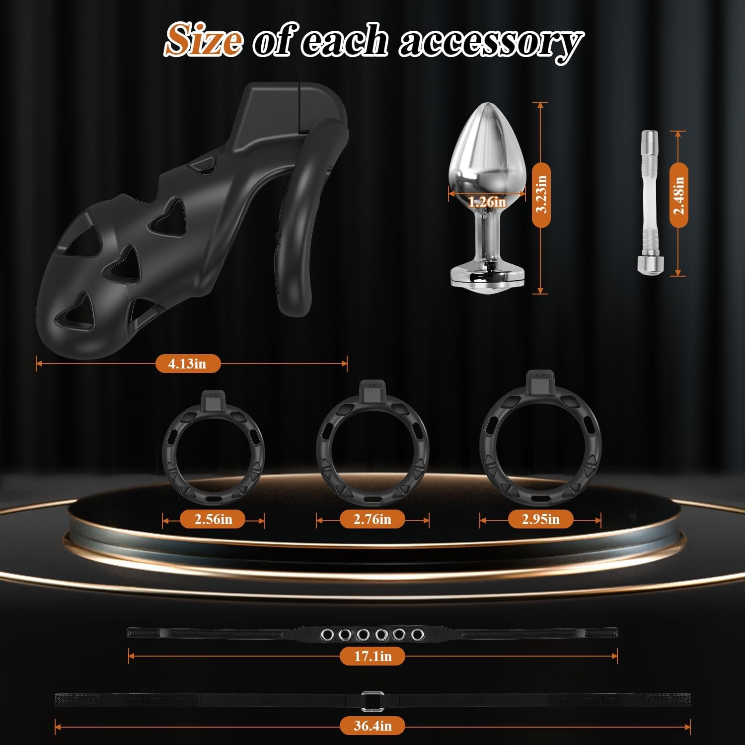 TotalControl Chastity Cage Kit – 3 Rings, Plug & Hidden Lock Set