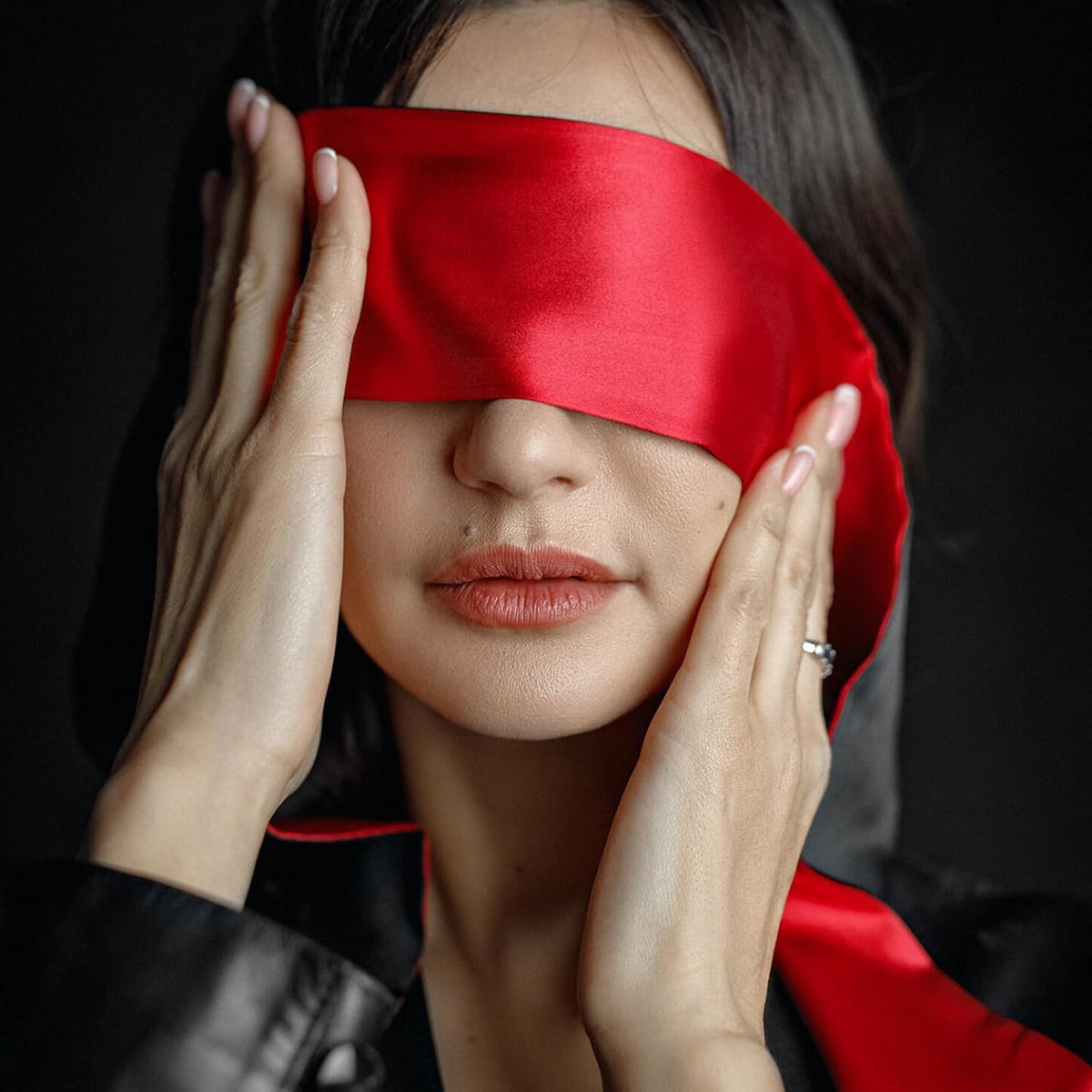DarkDiscipline Leather Spanking Paddle and Blindfold Set for BDSM