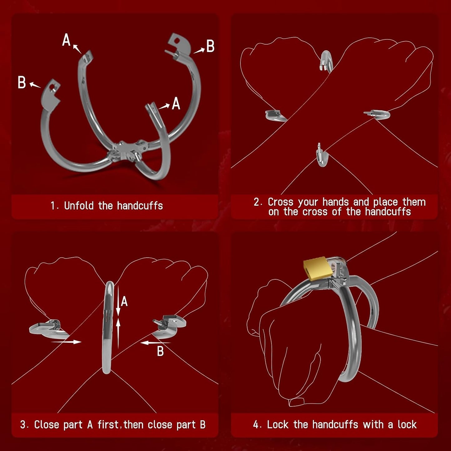 SilverLock Silver Metal BDSM Handcuffs