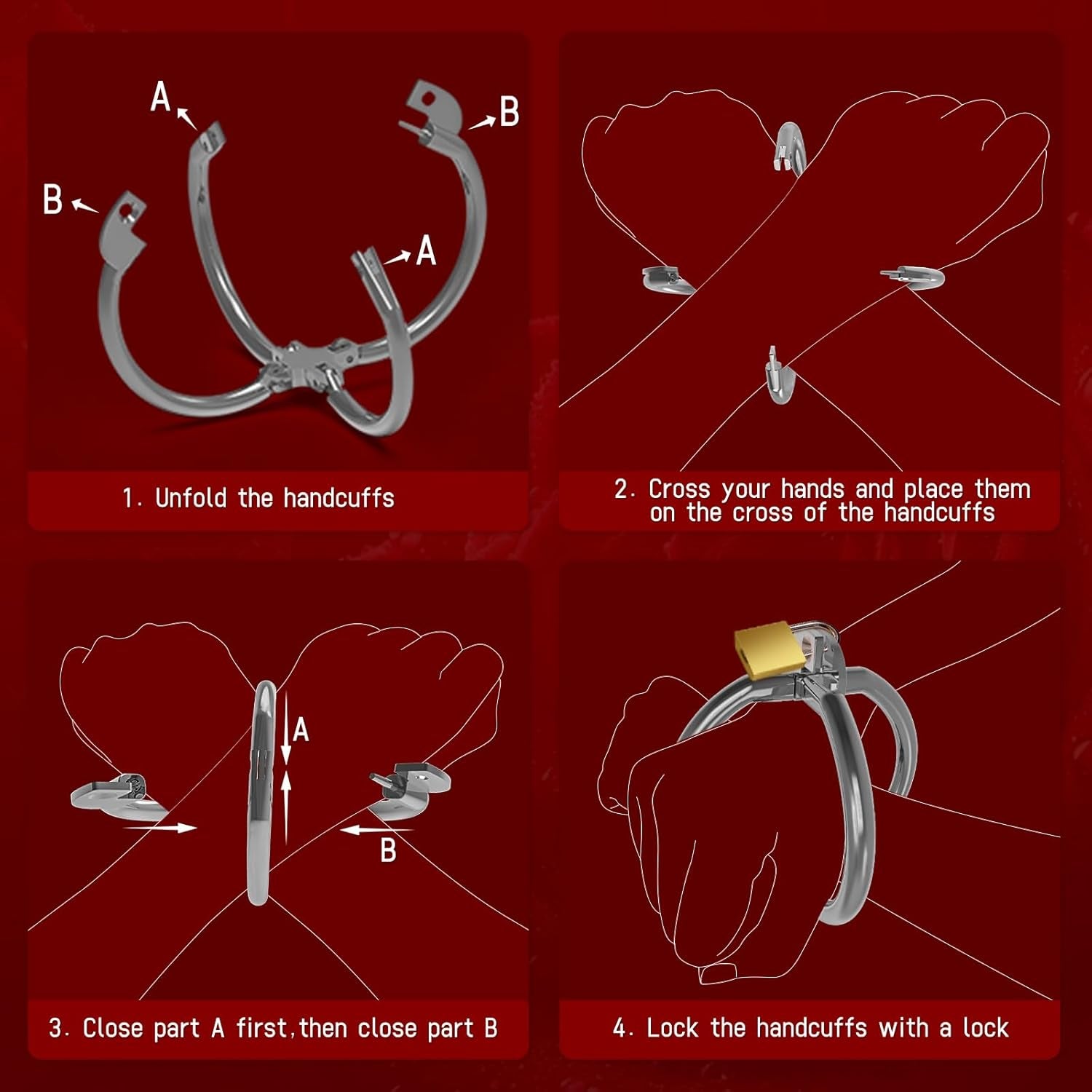 SilverLock Silver Metal BDSM Handcuffs