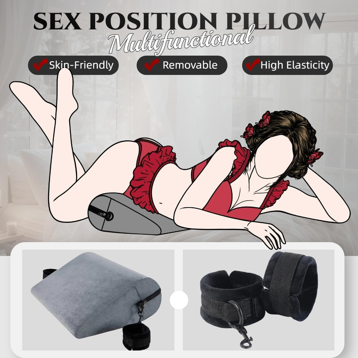 LockLift Sex Position Pillow with Cuffs