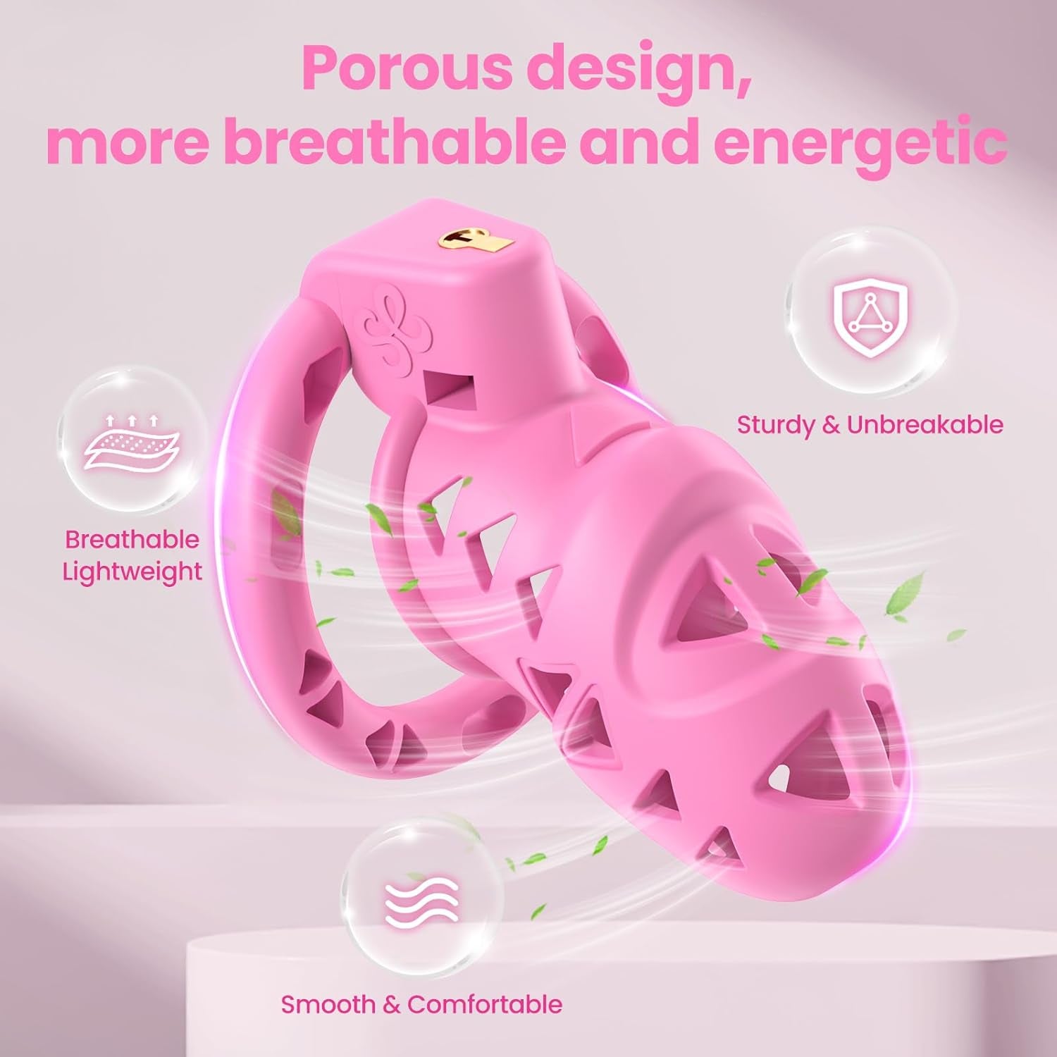 BlushControl Pink Chastity Cage Kit – Rings, Plug & Hidden Lock