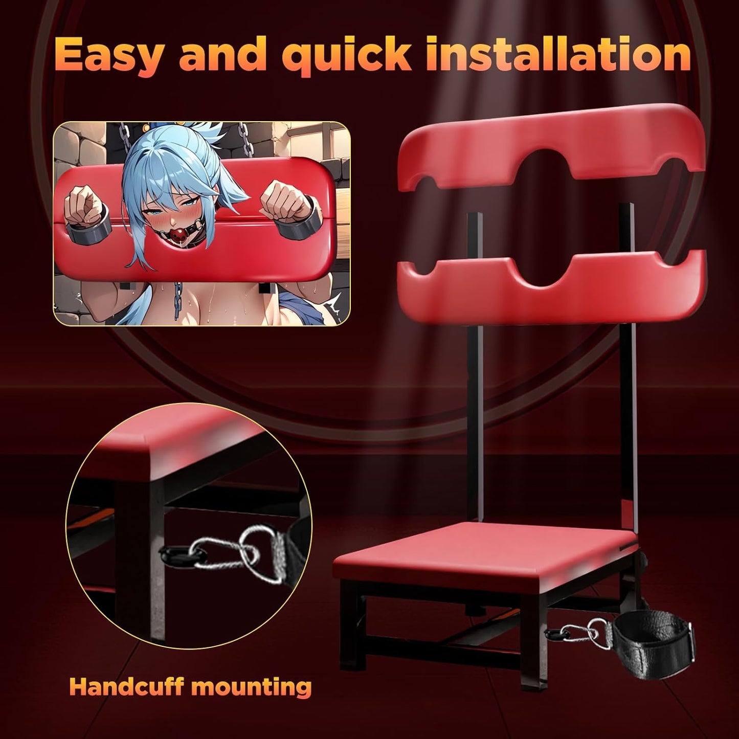 SubmissionThrone Bondage Bench – PU Leather Seat, Steel