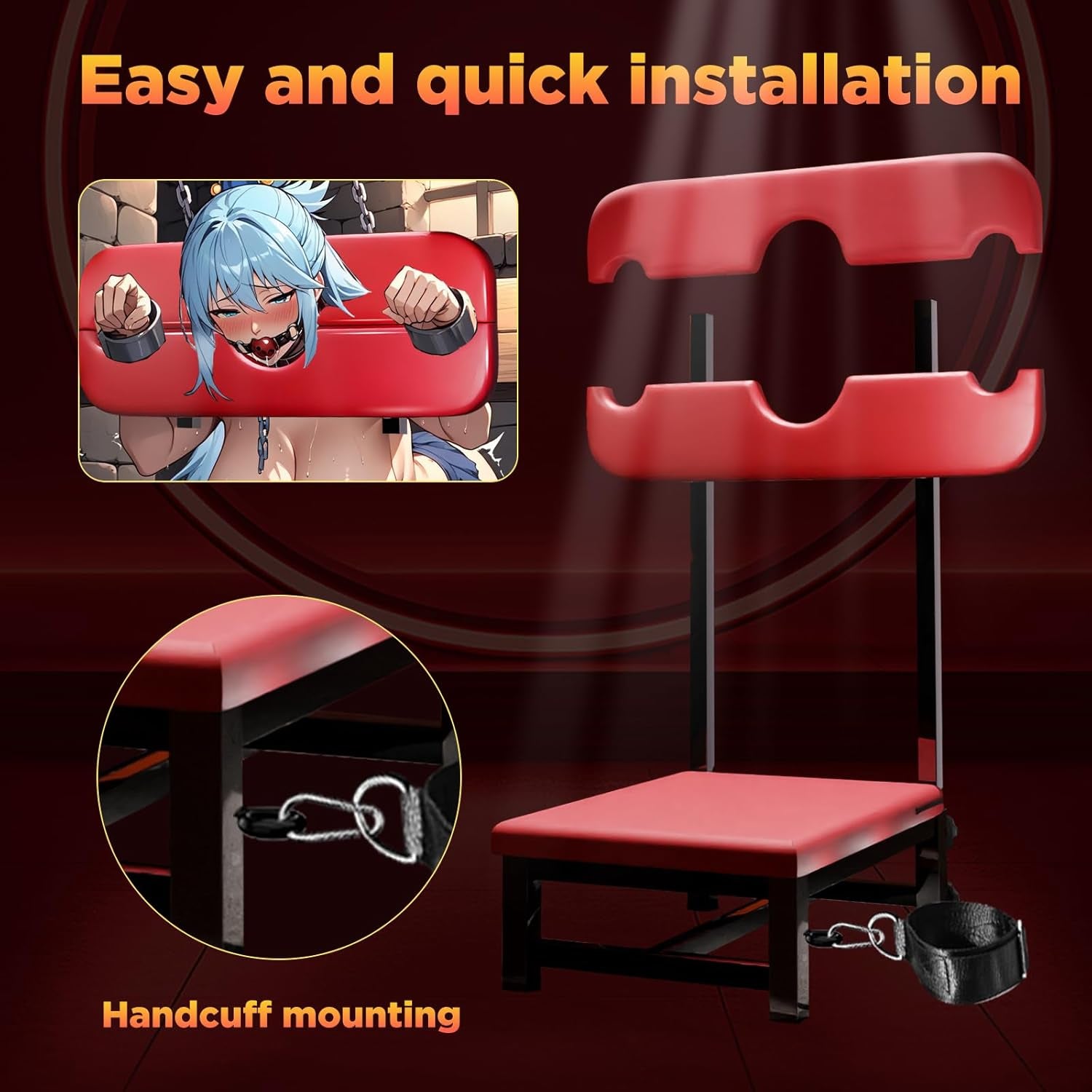 SubmissionThrone Bondage Bench – PU Leather Seat, Steel