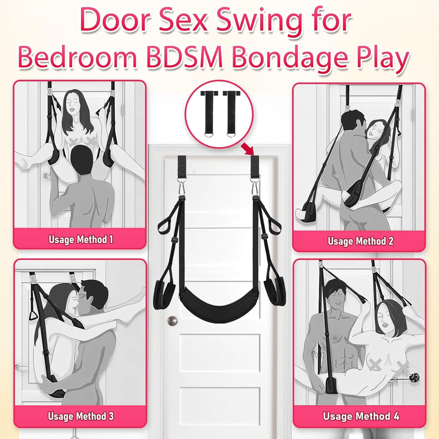 BDSM Sex Swing - Couples Sex Toys Ceiling Sex Swings with Premium Paint Stand and Widened Thick Comfortable Swing Pad Adjustable Sling, 360 Degree Spinning Bondage Swing Set Holds up to 800 Lbs