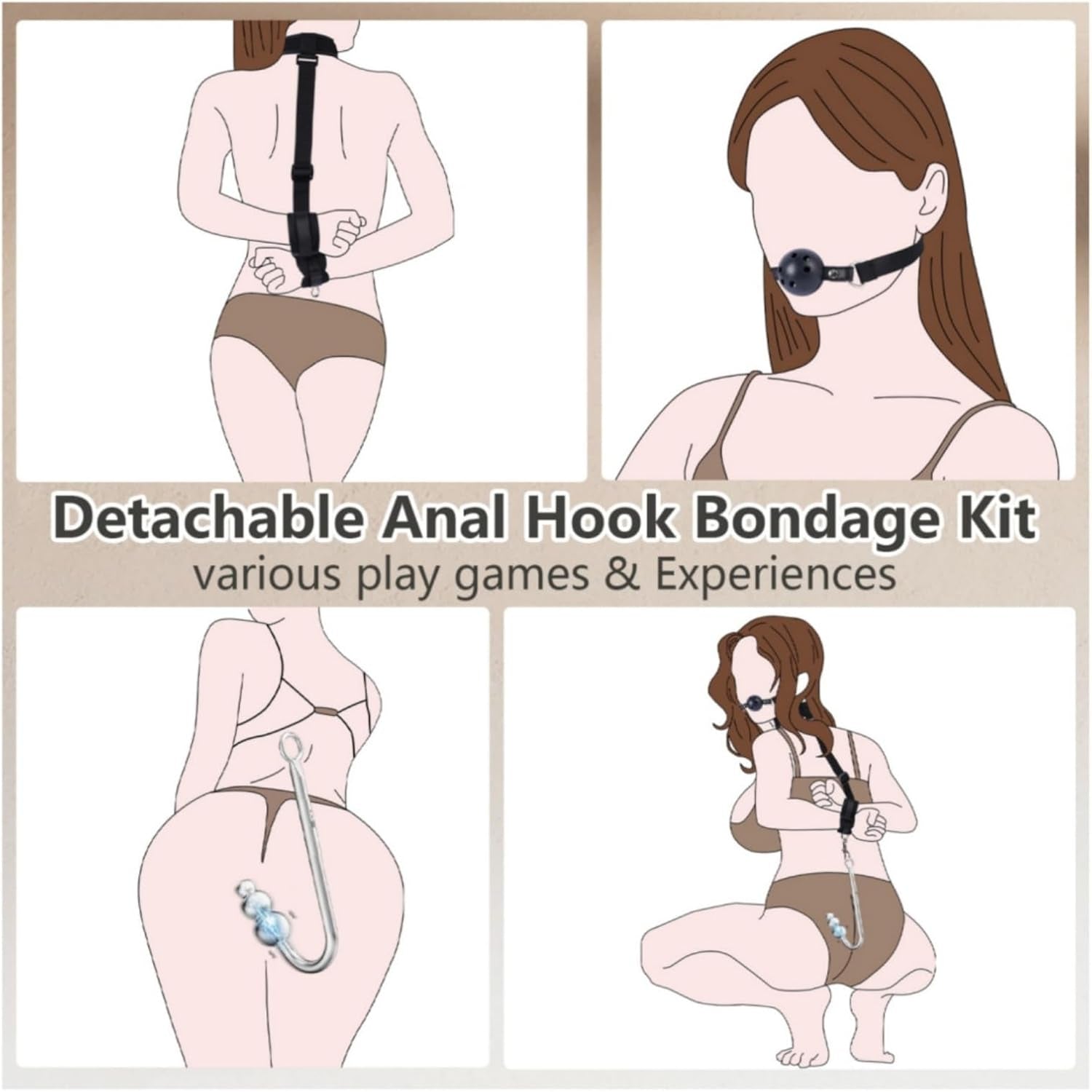 MidnightPulse Vibrating Anal Hook BDSM Restraint Kit