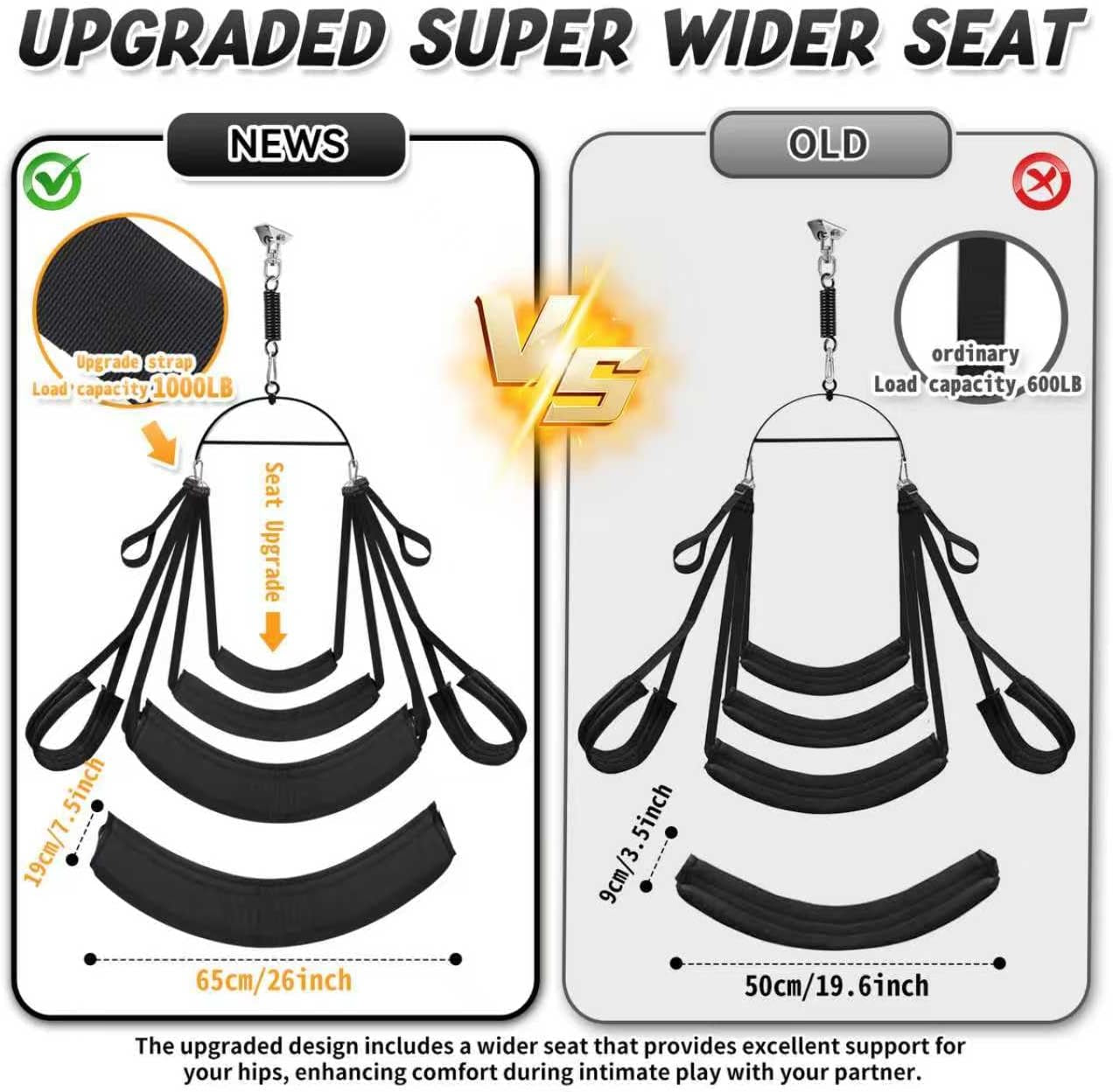 Sex Swing 360° Spinning Indoor Ceiling with Premium Stand, Super Widened Comfortable Seat, BDSM Sex Toys Set for Adults