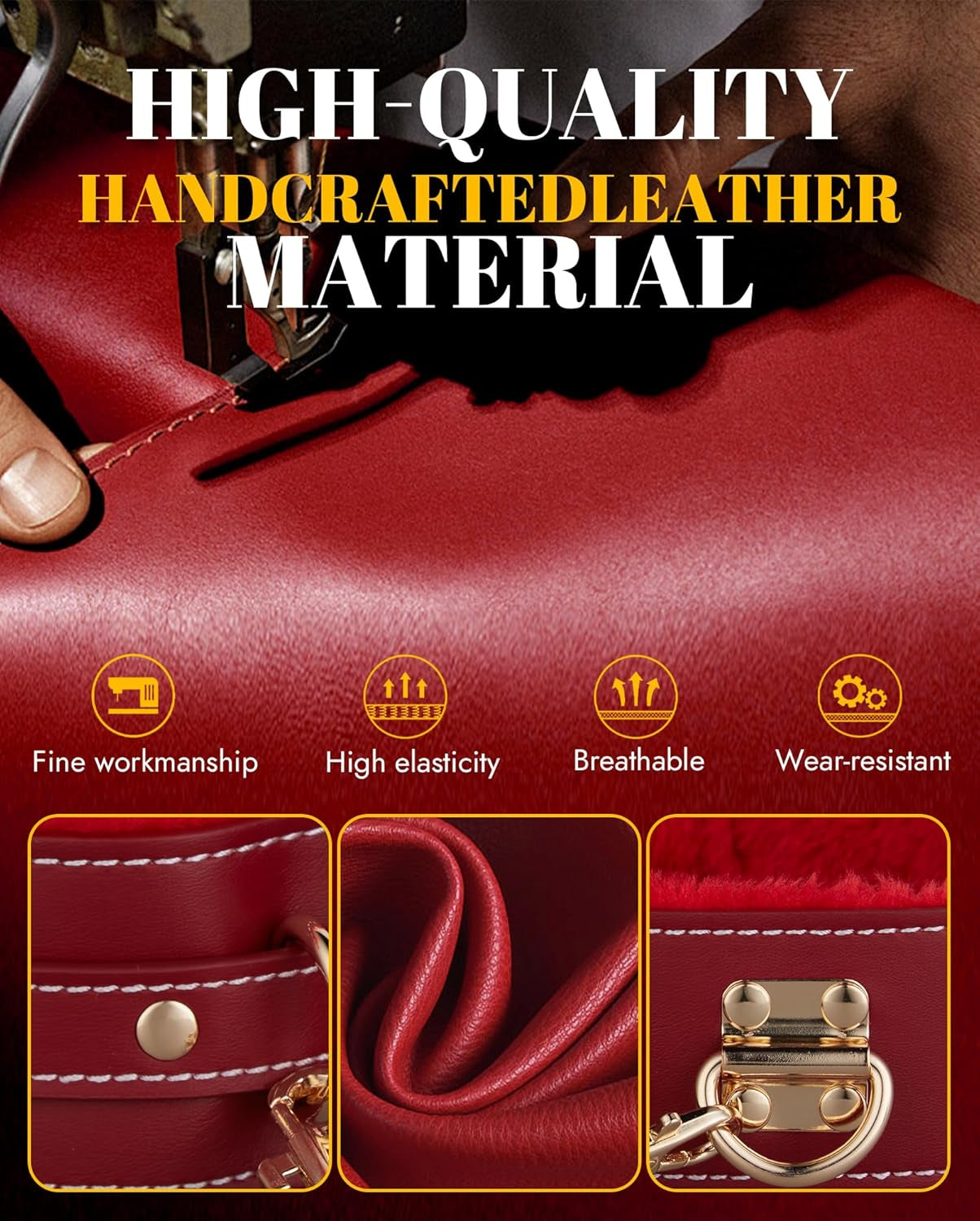 BDSM Bondage Restraint Sex Toys -  11PCS Bondage Set with Leather Handcuffs Ankle Cuffs Rope Anal Plug Nipple Clamps Ball Gag Blindfold, Adult Toys for Couples Foreplay | Red