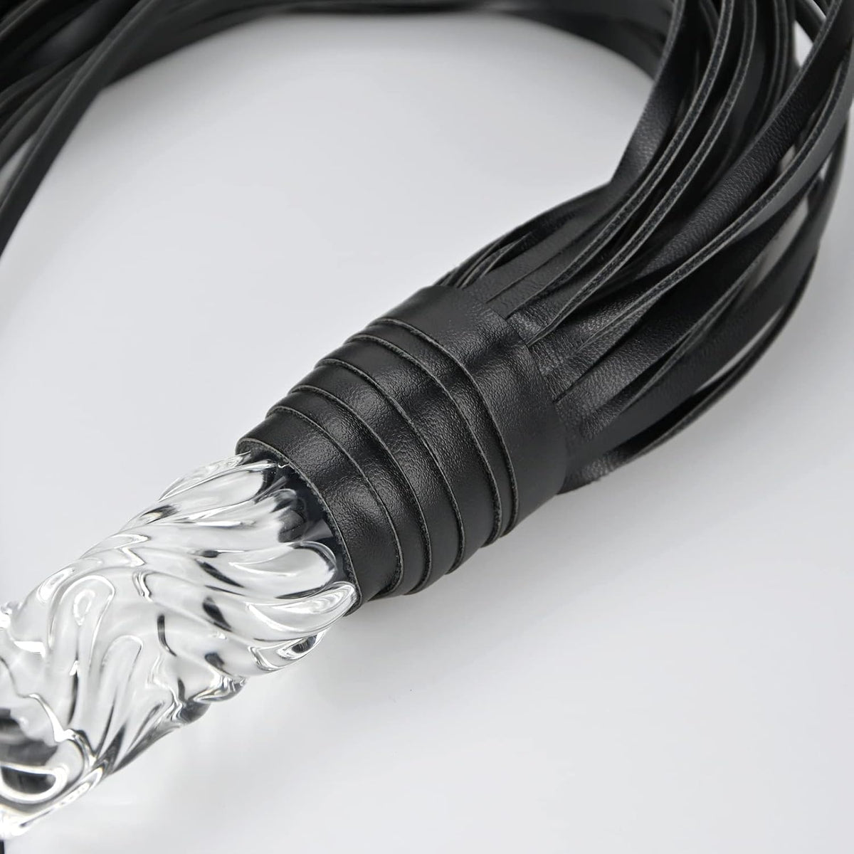 ColdShadow Leather Flogger with Glass Wand Handle for Dual Play