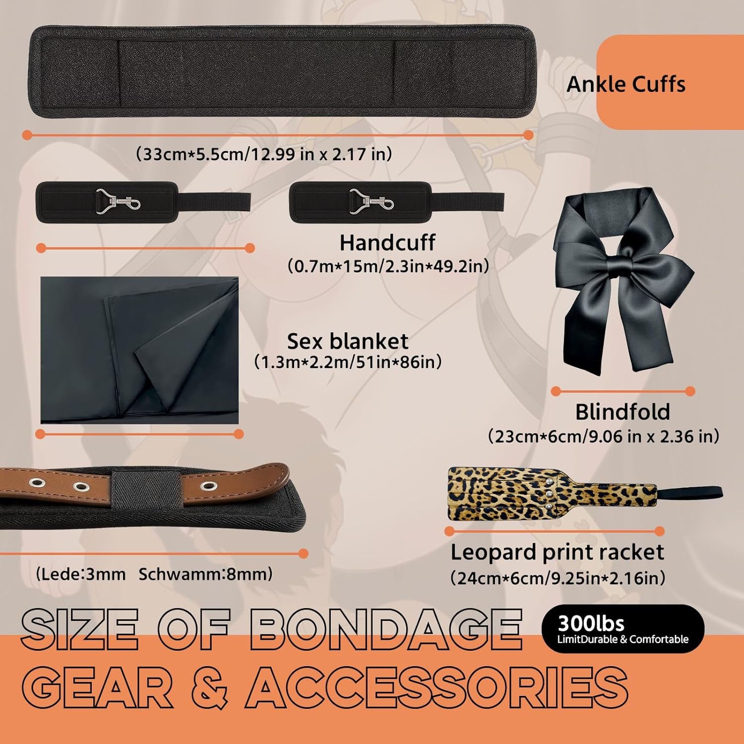 LeopardVice BDSM Bondage Kit | Restraints, Paddle & Sex Sheet