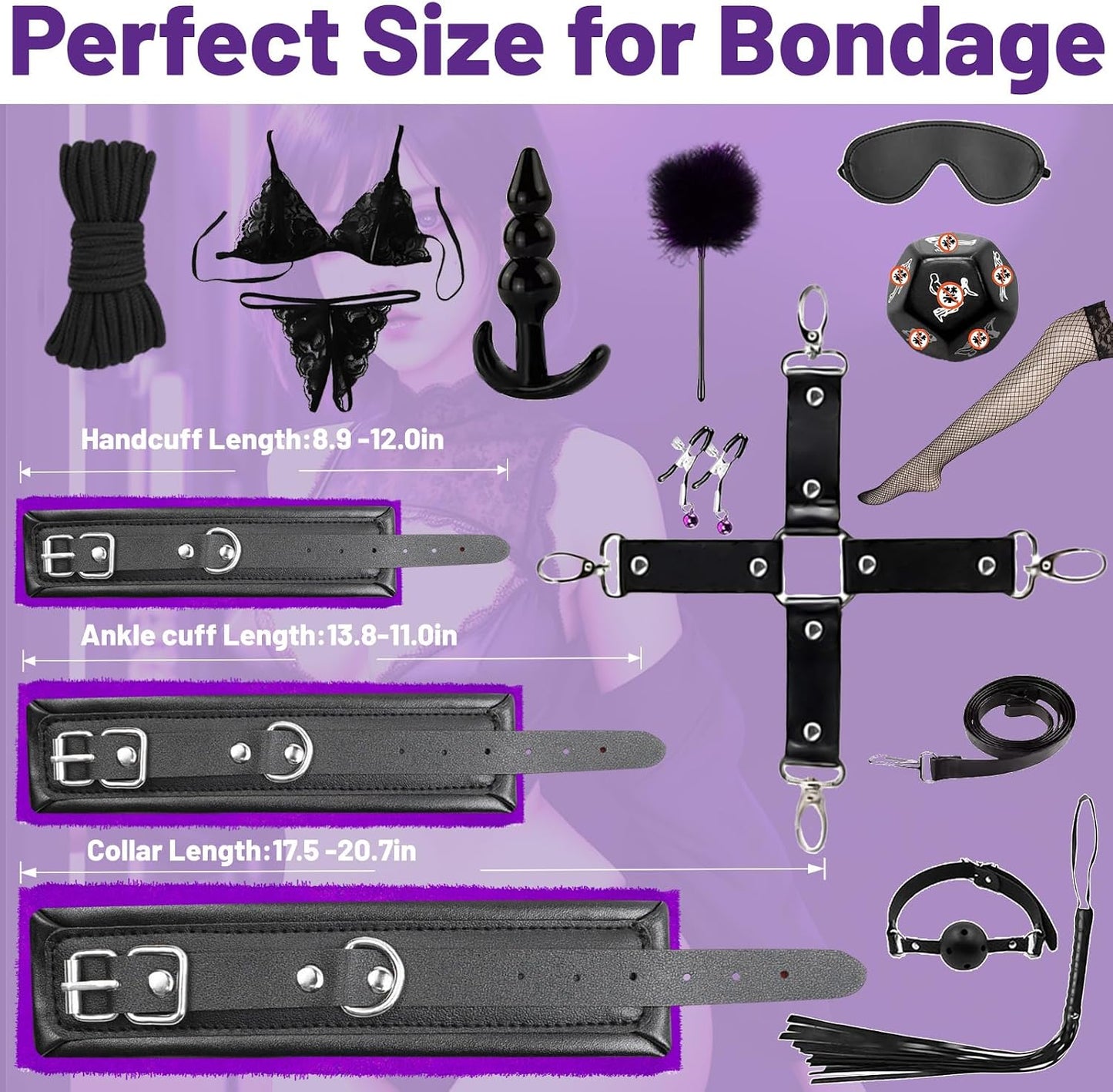 MidnightDominion 15 Pcs BDSM Bondage Kit for Couples
