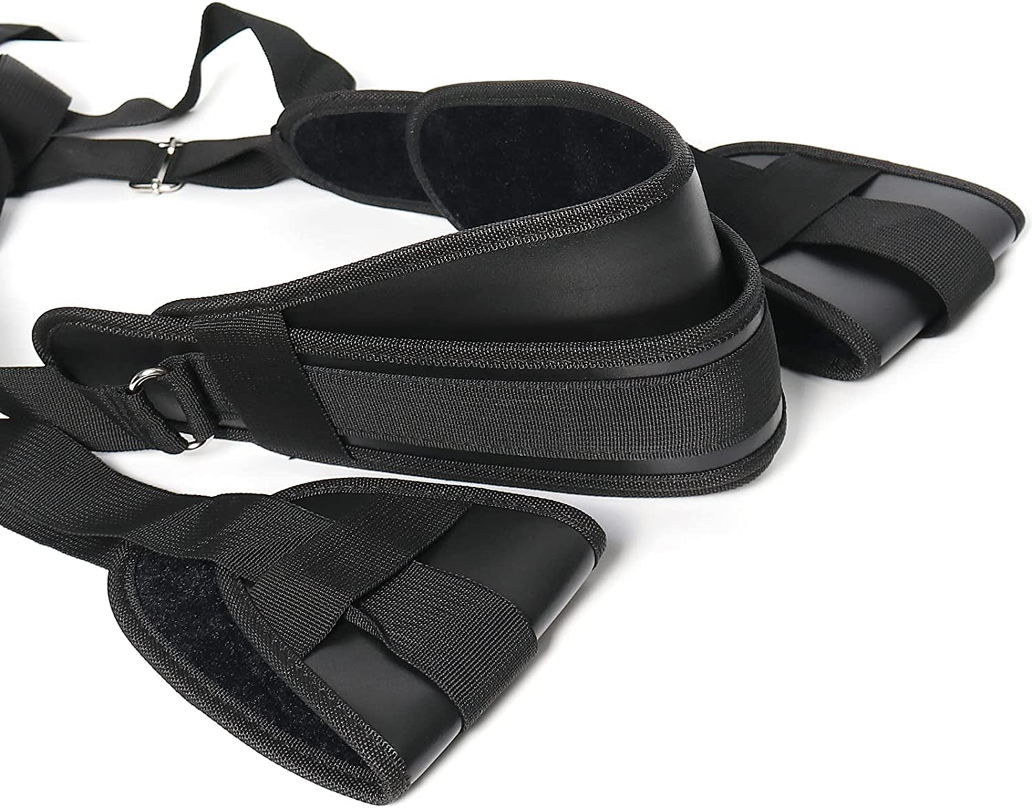 BDSM Door Sex Swings with Seat, Bondage Slave Leather Soft Plush Sex Slings with Adjustable Straps, Hanging Door Handcuffs Leg Restraints Spreader Kinky Adult Sex Toys for Couple, Holds up to 300Lbs