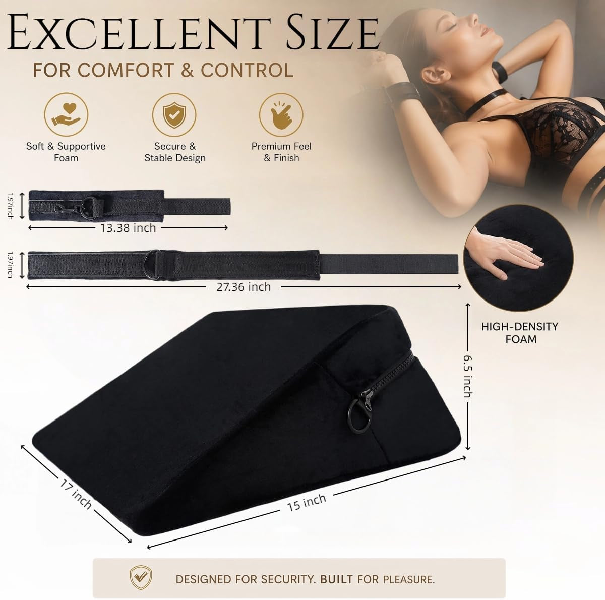 MidnightRitual Sex Position Pillow with Cuffs | Bondage Restraint Kit
