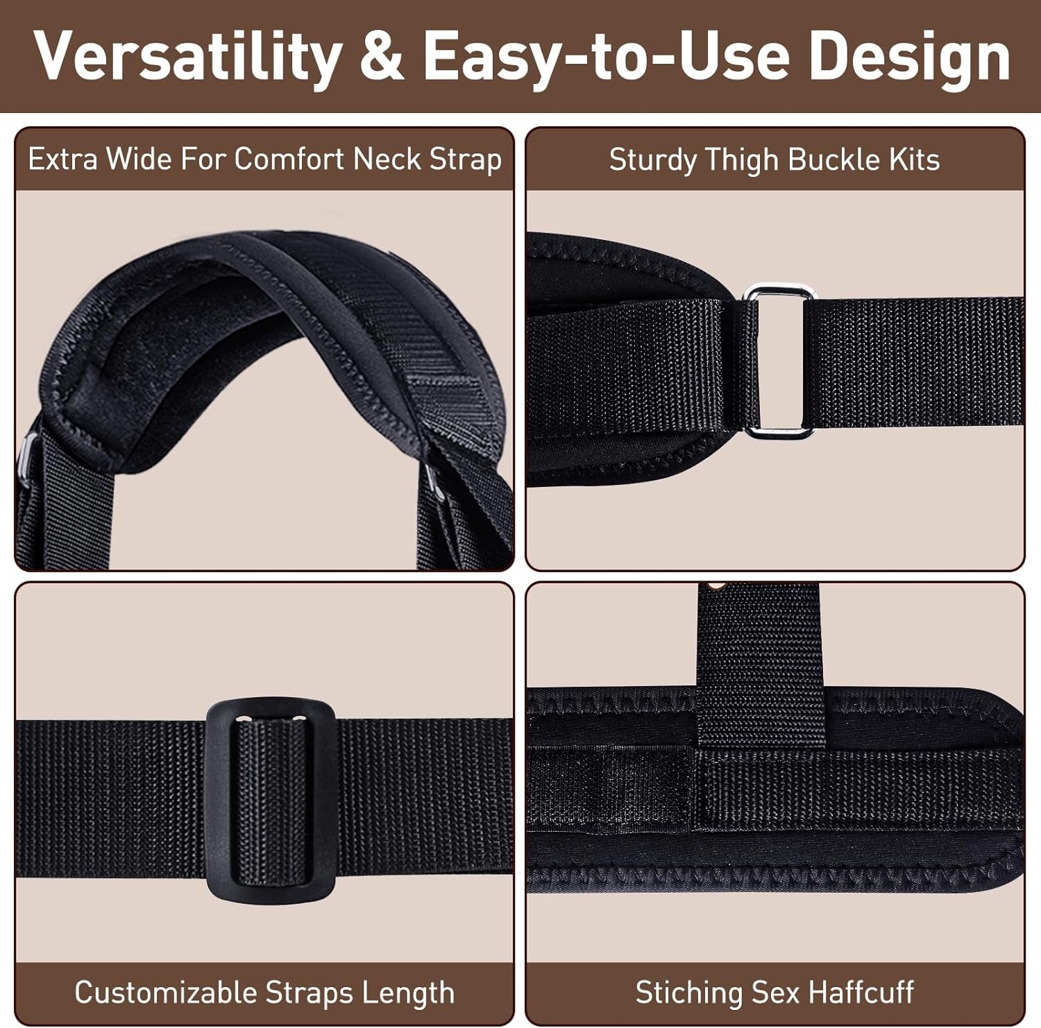 Sex Toys BDSM Bondage Restraints - Adult Toys Sex Straps Neck to Wrist Thigh Sex Sling & Ankle Kits with Adjustable, Kinky Bed Restraints Set for SM Games, BDSM Toys for Couples Sex Pleasure