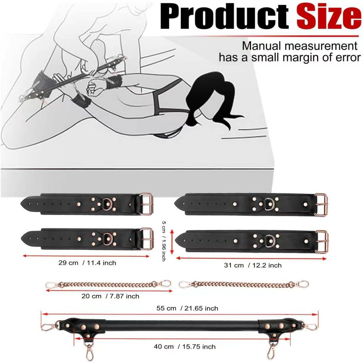 NightSpan Adjustable BDSM Spreader Bar with Cuffs