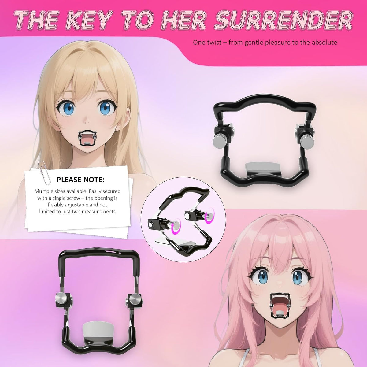 DuskCommand Adjustable BDSM Steel Open Mouth Gag