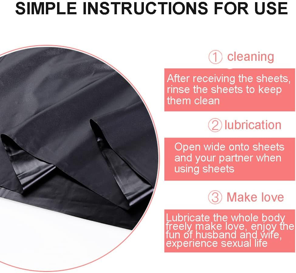 Wet Game Bed Sheets, Waterproof & Oil Resistant Adult Sex Bed Sheets, Waterproof Fitted Play Sheet, Waterproof Bedding Set Sex Toys, BDSM Messy Play Sex Sheet Bed Cover (Black)