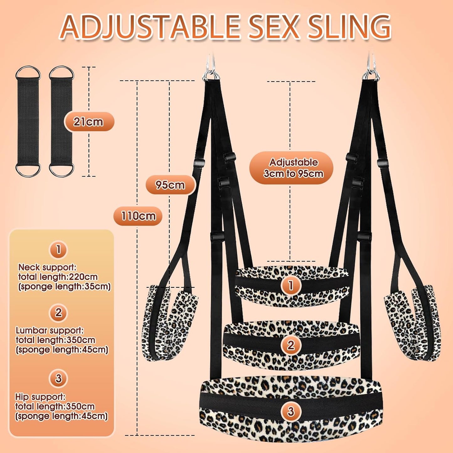 Sex Swing, Sex Furniture for Couples Adult Sex Toys BDSM Swings with Hanging Straps Comfortable Widened Thick Cushion Adjustable Door Sling, Bondage Restraint Adult Swing Leopard Print