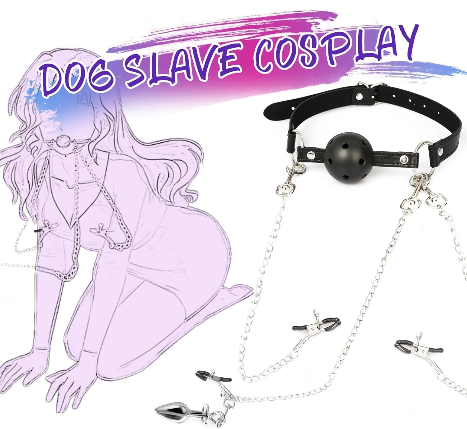 SensorySurrender Bondage Set – Ball Gag, Nipple Clamps & Plug
