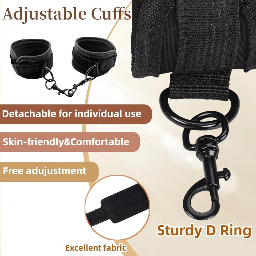 Spreader Bar Sex Toys Sex Furniture Restraints with Handcuffs Ankle Cuffs BDSM Bondage Set for Couples Adults SM Games Sex Play Adjustable and Detachable 22-36 Inch (Black)
