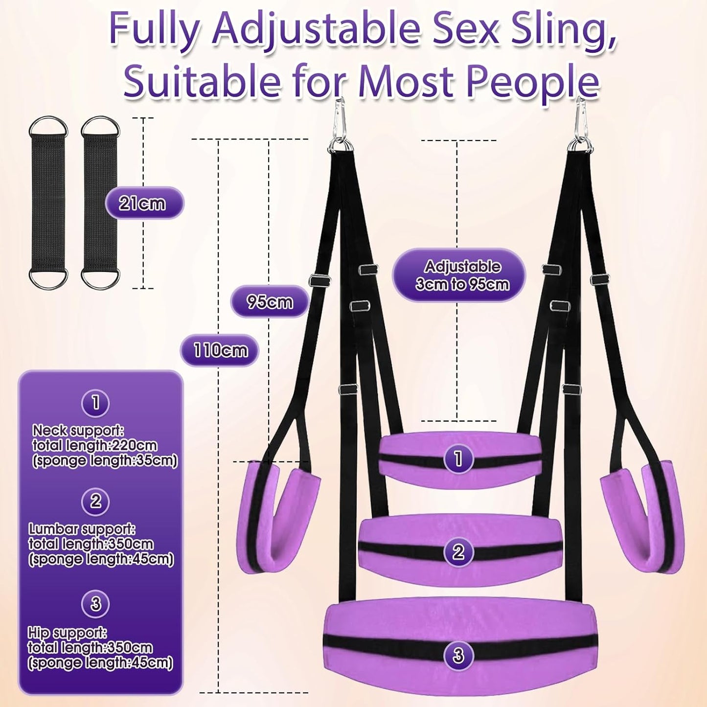 Sex Swing, BDSM Sex Toys Adult Sex Swings with Hanging Door Straps Widened Thick Padding Hardware Buckles Adjustable Sling, Sex Furniture Kinky Sex Toys for Couples Adult Hold to 800 Lbs