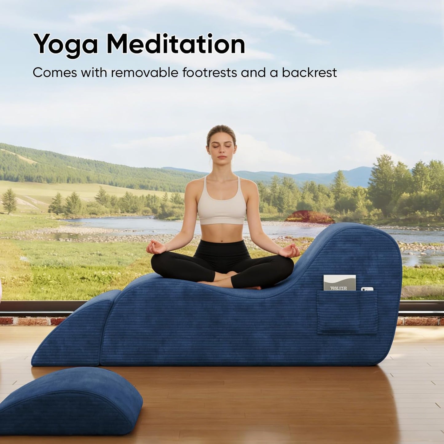 AzureAfterglow Sex Chaise Lounge with Lumbar Cushion