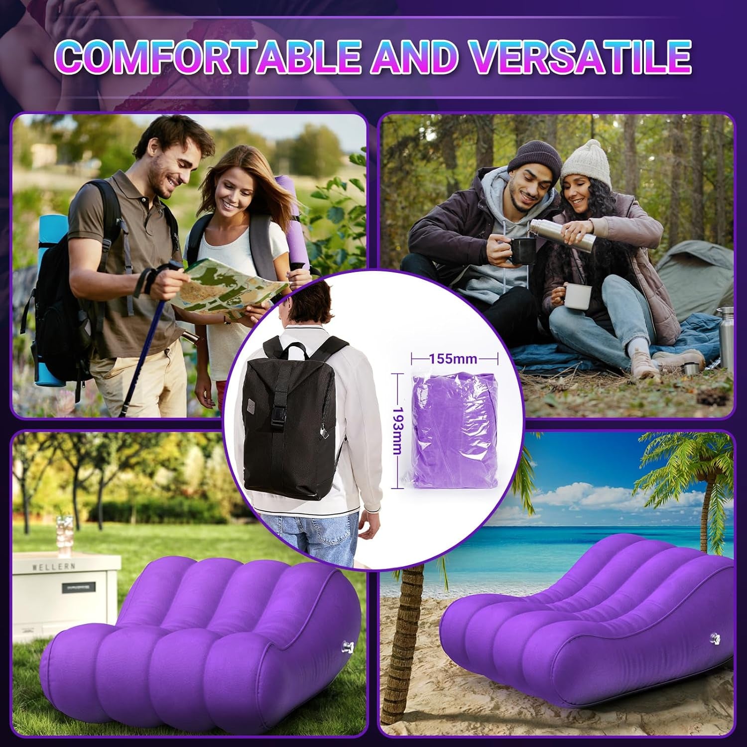VioletLounge Ergonomic Curve Inflatable Sex Chair Pillow
