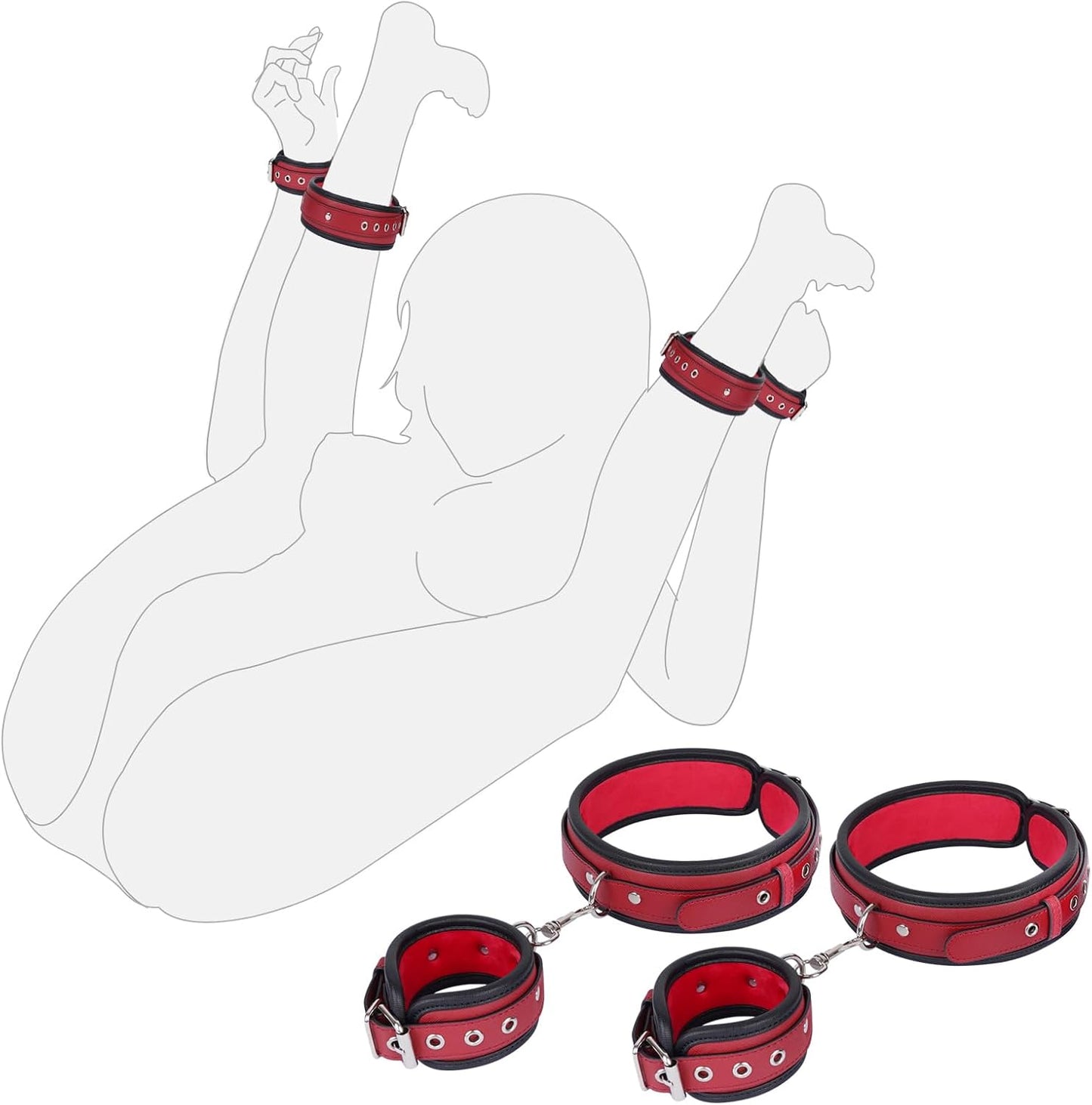 DuskCrave BDSM Wrist & Thigh Cuff Restraint Set