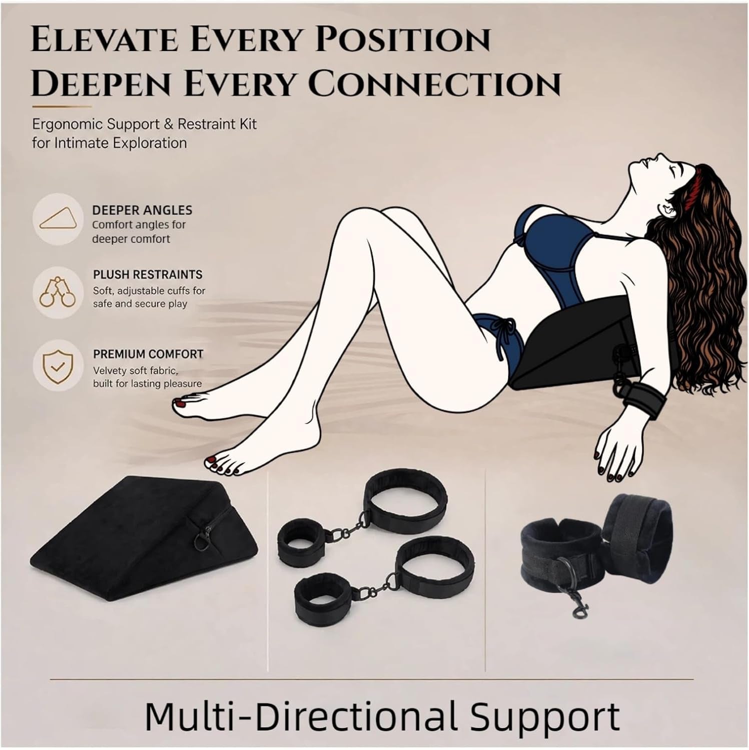 MidnightRitual Sex Position Pillow with Cuffs | Bondage Restraint Kit