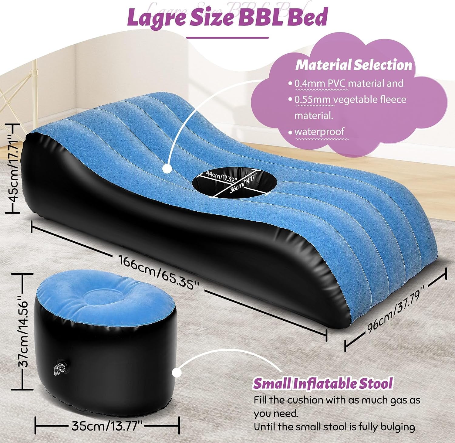 AzureContour Inflatable Sex Sofa & BBL Recovery Bed