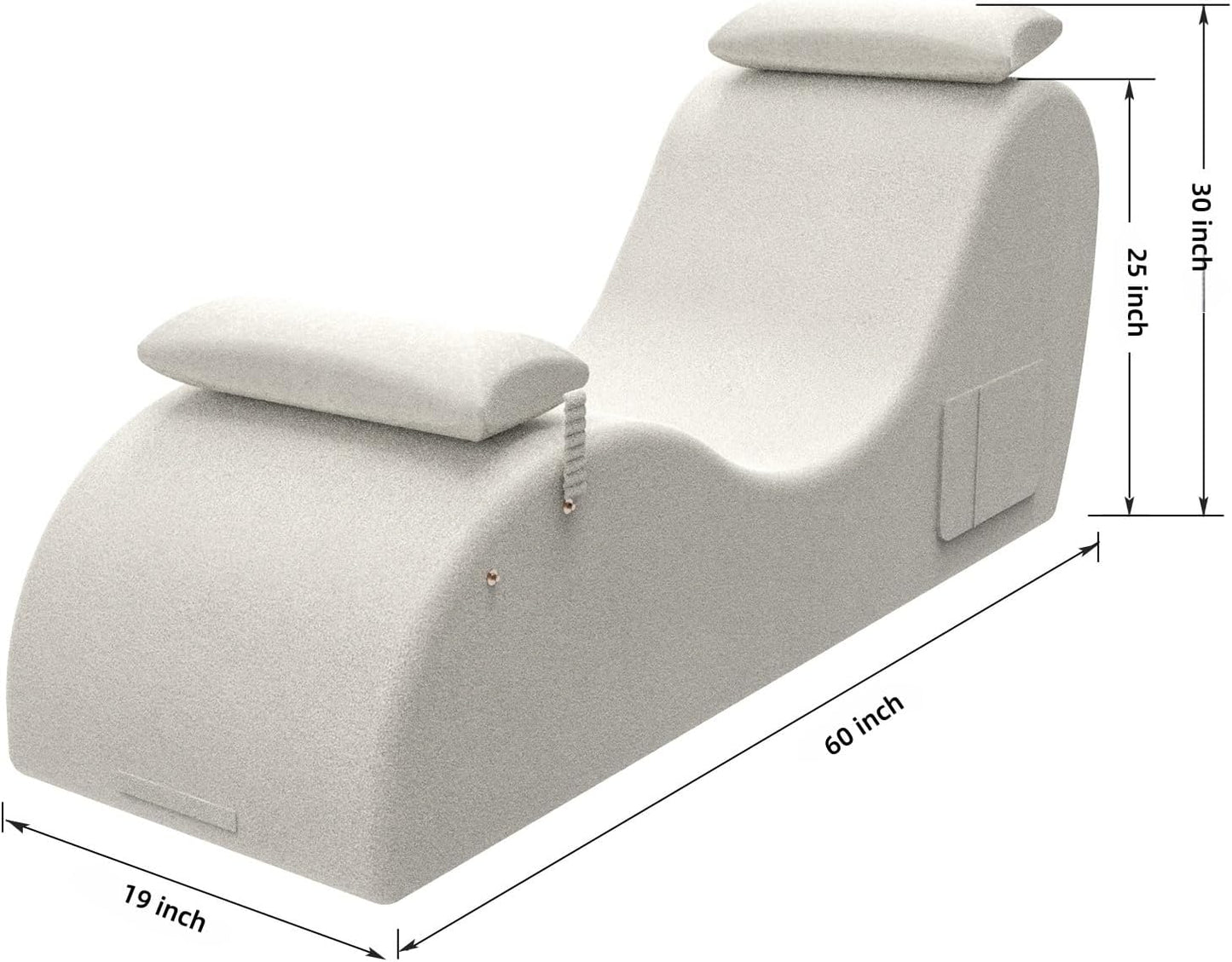 Chaise Lounge Chair for Yoga, Chaise Lounge with Headrest, Foot Pad, Washable Cover, Side Pockets, Non-Slip Bottom, Chair for Relaxation Stretching (Beige)