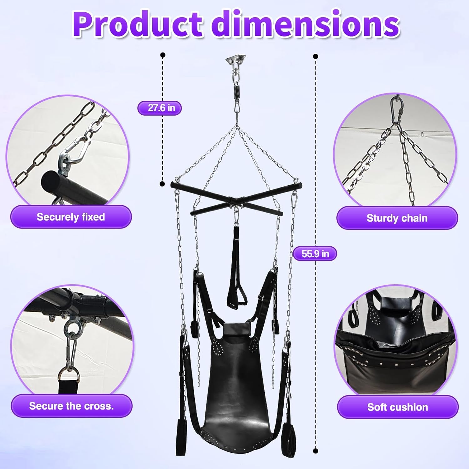 WeightlessLuxe Ceiling Sex Swing – Steel Frame, Leather Seat, 800 Lb